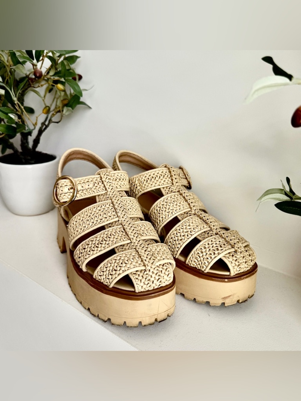 wild fable Cream Braided Platform Sandals